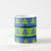 Blauwe groene kerstboom Geometric Koffiemok (Center)