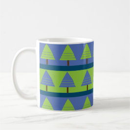 Blauwe groene kerstboom Geometric Koffiemok