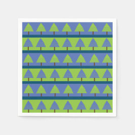 Blauwe groene kerstboom Geometrische strepen Servet