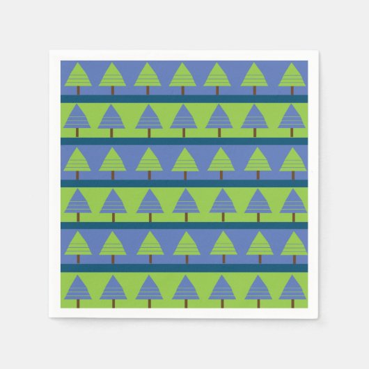 Blauwe groene kerstboom Geometrische strepen Servet (Voorkant)