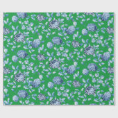 Blauwe groene kerstboomkerstok cadeaupapier (Vlak)