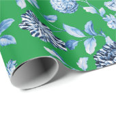 Blauwe groene kerstboomkerstok cadeaupapier (Rol Hoek)