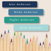 Blauwe groene kleurloze kleefetiketten van Kind Labels