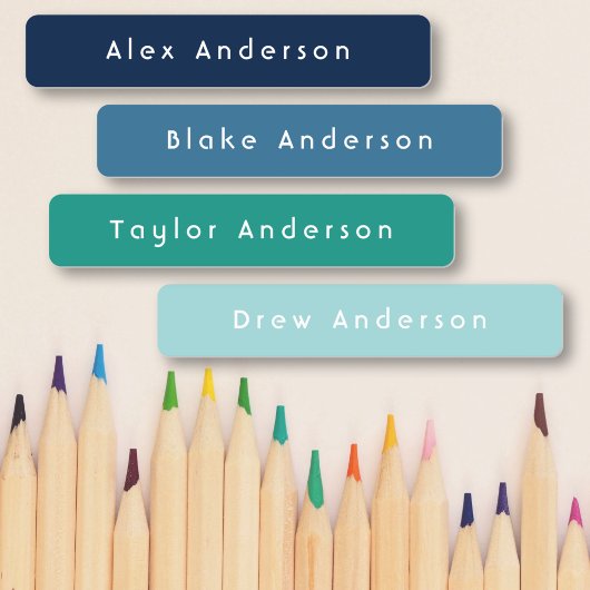 Blauwe groene kleurloze kleefetiketten van Kind Labels