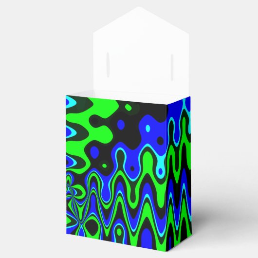 Blauwe & Groene Kleurrijke Psychedelische Tent Fav Bedankdoosjes (Geopend)