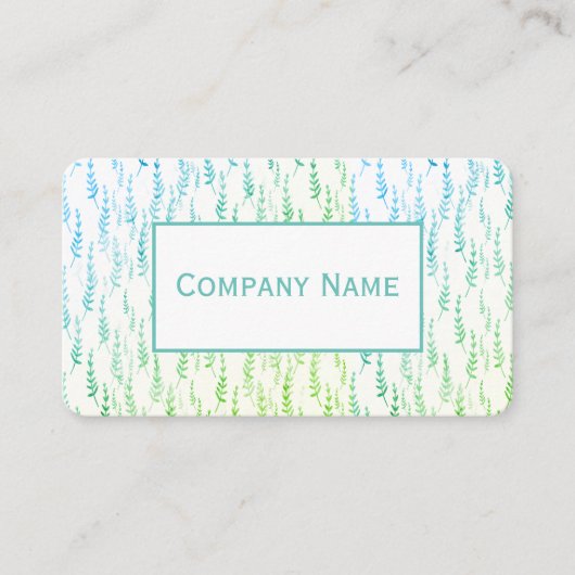 Blauwe groene klimbladeren visitekaartje (Voorkant)