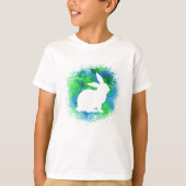 Blauwe groene konijn Kinder T-Shirt (Voorkant)