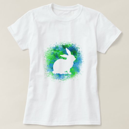 Blauwe groene konijn t-shirt (Design voorkant)