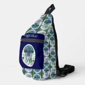 Blauwe groene kwal sling bag (Rechterhoek)