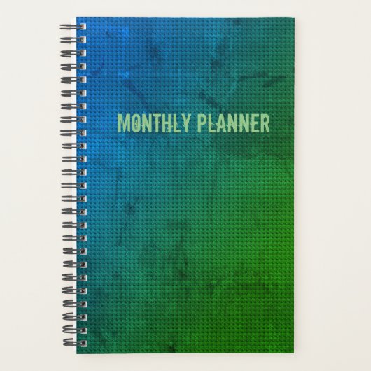 Blauwe groene maandelijkse Planner (Voorkant)