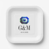 Blauwe groene marinedruksteen papieren bordje (Voorkant)