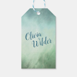 Blauwe groene marmer cadeaulabel