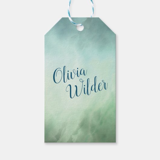 Blauwe groene marmer cadeaulabel (Voorkant)