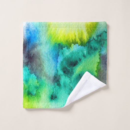 Blauwe groene marmer-kleurstof waterverf bad handdoek (Wasdoekje)