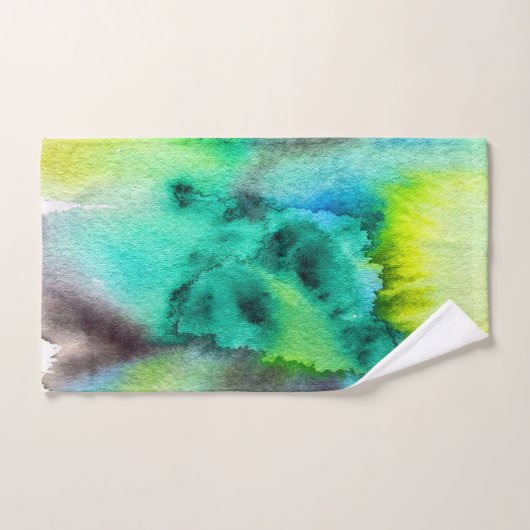 Blauwe groene marmer-kleurstof waterverf bad handdoek (Handdoek)