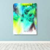 Blauwe groene marmer-kleurstof waterverf canvas afdruk (Insitu (Houten vloer))