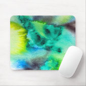 Blauwe groene marmer-kleurstof waterverf muismat (Met muis)