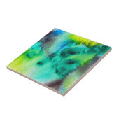 Blauwe groene marmer-kleurstof waterverf tegeltje (Zijkant)