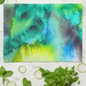 Blauwe groene marmer-kleurstof waterverf theedoek (Gevouwen)