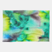 Blauwe groene marmer-kleurstof waterverf theedoek (Horizontaal)