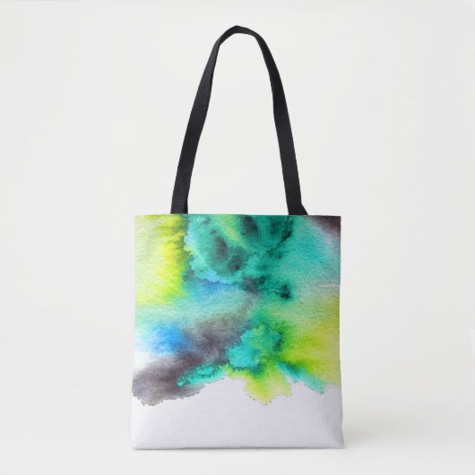 Blauwe groene marmer-kleurstof waterverf tote bag (Voorkant)