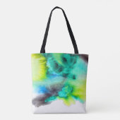 Blauwe groene marmer-kleurstof waterverf tote bag (Achterkant)