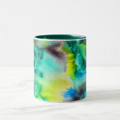 Blauwe groene marmer-kleurstof waterverf tweekleurige koffiemok (Center)