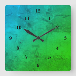 Blauwe groene marmer, regenboogkunst vierkante klok