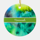 Blauwe groene marmer waterverf keramisch ornament (Voorkant)