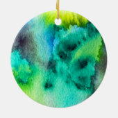 Blauwe groene marmer waterverf keramisch ornament (Achterkant)