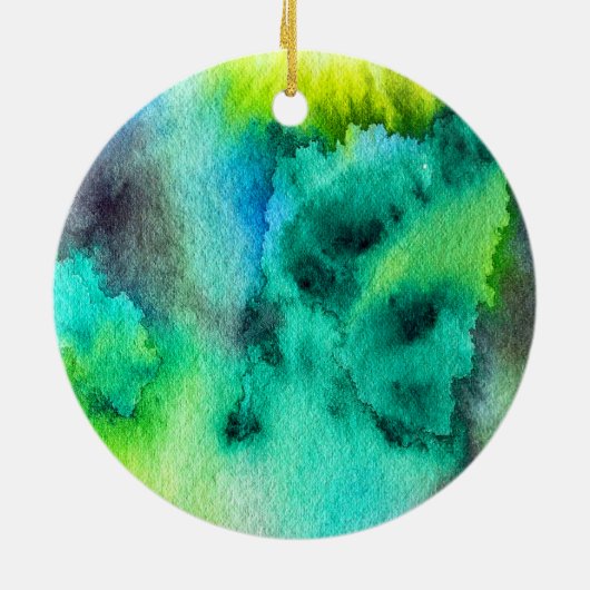 Blauwe groene marmer waterverf keramisch ornament (Achterkant)