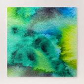 Blauwe groene marmer waterverf legpuzzel (Horizontaal)