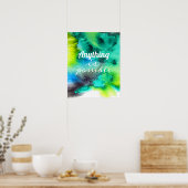 Blauwe groene marmer waterverf poster (Keuken)