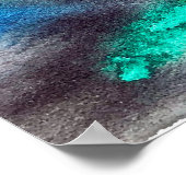 Blauwe groene marmer waterverf poster (Hoek)