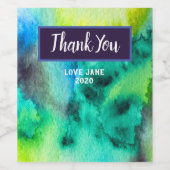 Blauwe groene marmer waterverf wijn etiket (Enkel label)