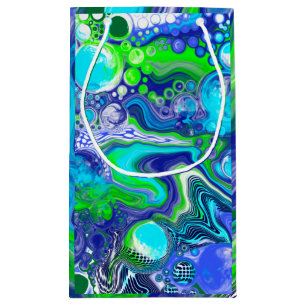 Blauwe groene marmer Zwirls van zaterdag of baby s Klein Cadeauzakje