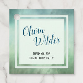 Blauwe groene marmergrens bedankjes labels