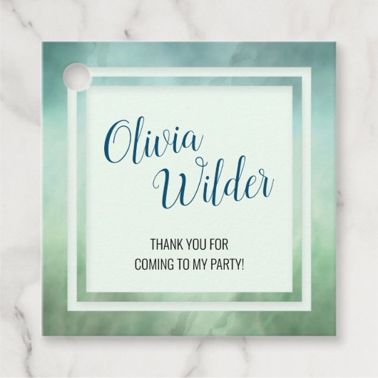 Blauwe groene marmergrens bedankjes labels (Voorkant)