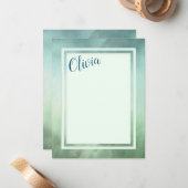 Blauwe groene marmergrens notitiekaartje (Voorkant / Achterkant in situ)