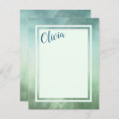 Blauwe groene marmergrens notitiekaartje (Voorkant / Achterkant)