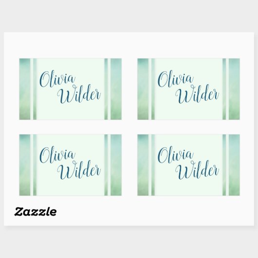 Blauwe groene marmergrens rechthoekige sticker (Vel)