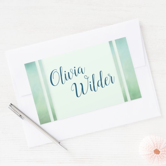 Blauwe groene marmergrens rechthoekige sticker (Envelop)