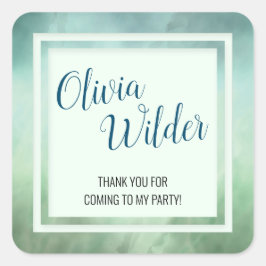 Blauwe groene marmergrens vierkante sticker