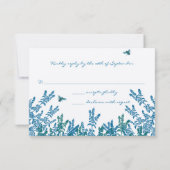 Blauwe groene meadow Bumble bee Wedding RSVP Kaartje (Achterkant)