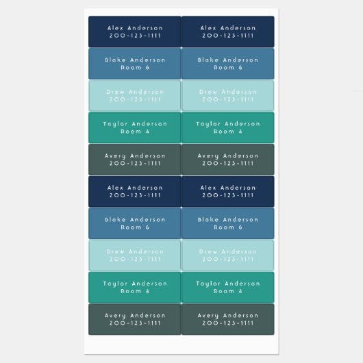 Blauwe groene middelmatige waterdichte kleefetiket labels (Vel)