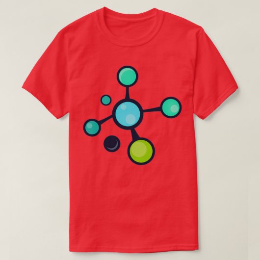 Blauwe groene moleculen wetenschapspatroon t-shirt (Design voorkant)