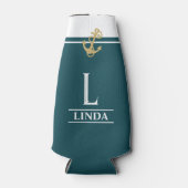 Blauwe groene, monogramme fles koeler (Voorkant)