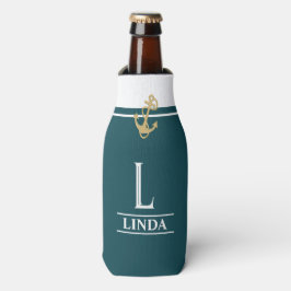 Blauwe groene, monogramme fles koeler