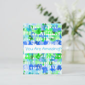 Blauwe groene mozaïeken briefkaart (Staand voorkant)