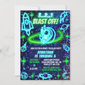 Blauwe Groene Neon Gloeiende Buitenruimte Jongens Kaart (Voorkant)